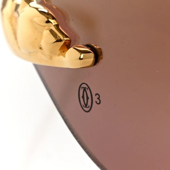 Cartier  Metal Panthere De Cartier Rimless Sunglasses Gold
